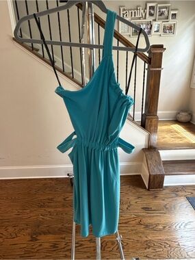 Women’s One-Shoulder Turquoise Dress - Unbranded